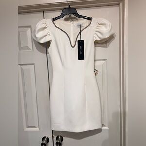 NWT ELLIATT LUNA DIAMANTÉ NECKLINE WHITE MINI DRESS SIZE S